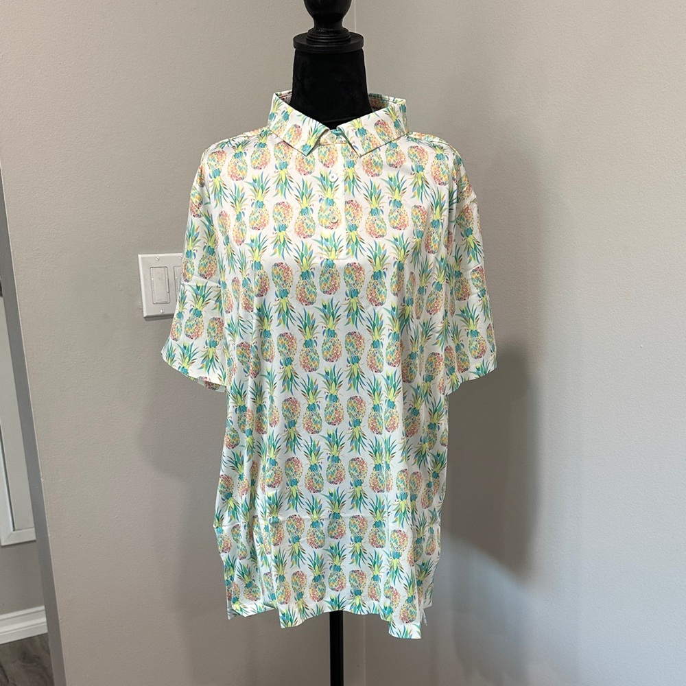 Dry Fit Golf Shirt Pineapple Print Casual